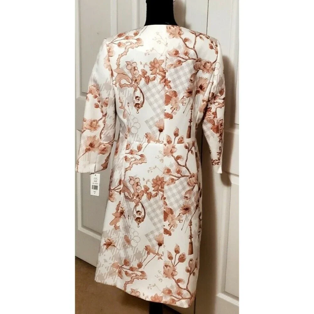 NWT JM Studio by John Meyer Womens Ivory Floral Blazer Coat Jacket Sz 8